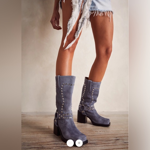 NIB MAKE OFFER JEFFREY CAMPBELL FREE PEOPLE Gretchen Studded Square Toe Boots - Picture 4 of 5